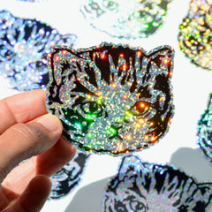 Glitter Kitty Cat Stickers | Premium Die Cut Vinyl | 2.5 x 3 inches