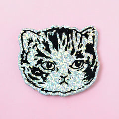 Glitter Kitty Cat Stickers | Premium Die Cut Vinyl | 2.5 x 3 inches
