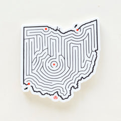 Ohio Maze State Map Die Cut Vinyl Sticker | 3.25x3.25 inches