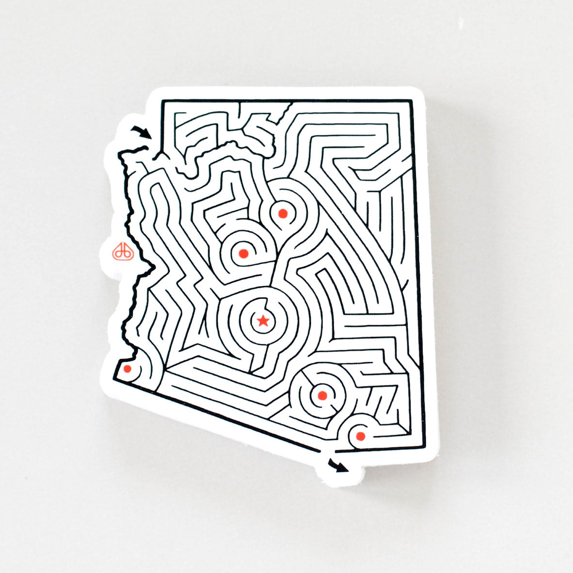 Arizona Maze State Map Sticker | Premium Die Cut Vinyl | 2.75 x 3.25 inches