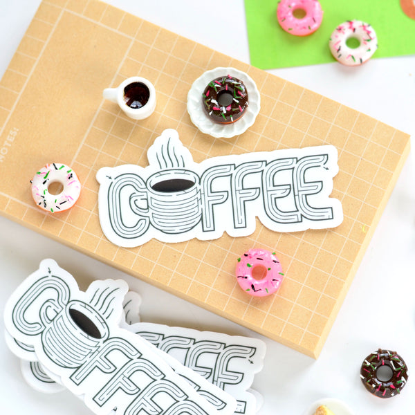 Coffee Maze Sticker | Wordplay | Premium Die Cut Vinyl | 1.5 x 3 inches | Hand-Designed
