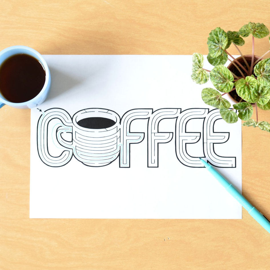 Coffee Word Maze | Hand Designed Instant Download Printable PDF