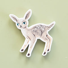 Cute Fawn / Baby Deer Illustrated Die Cut Vinyl Sticker | 3 x 3 inches