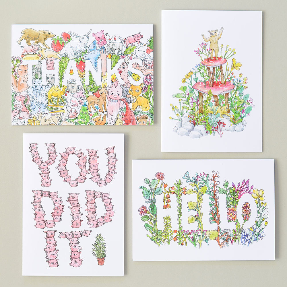 Illustrated Greeting Cards | Set of 4