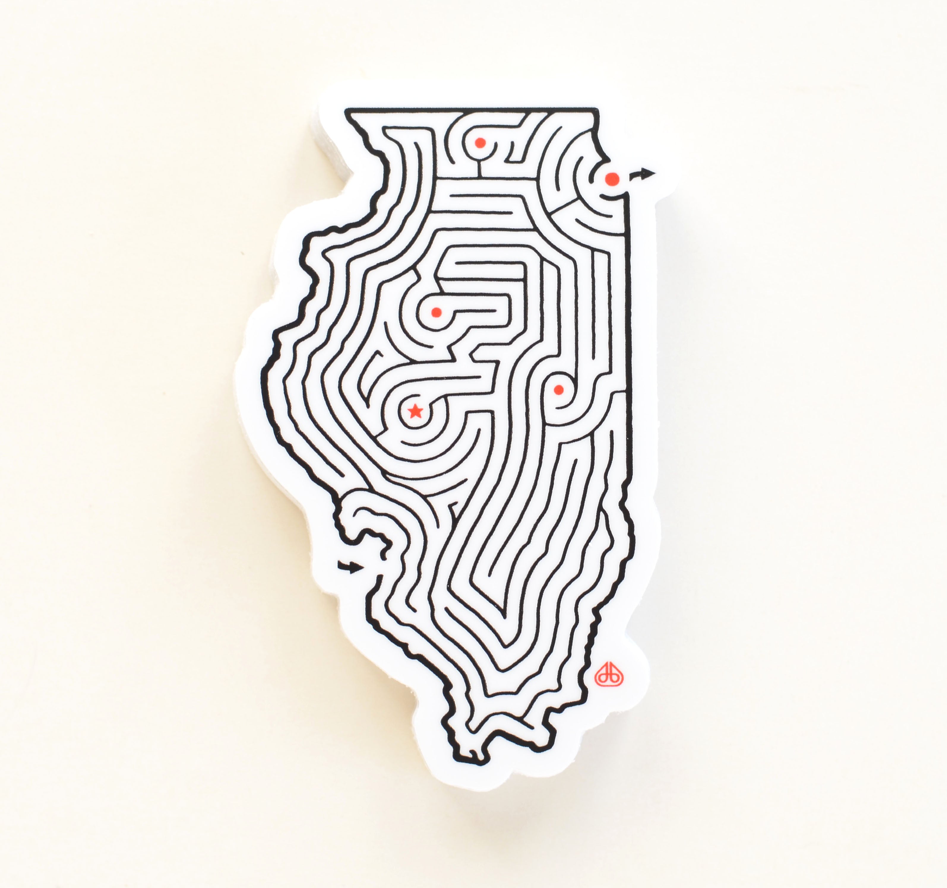 Illinois Maze State Map Sticker | Premium Die Cut Vinyl | 2.25 x 3.5 inches