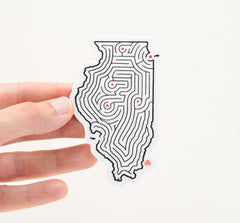 Illinois Maze State Map Sticker | Premium Die Cut Vinyl | 2.25 x 3.5 inches