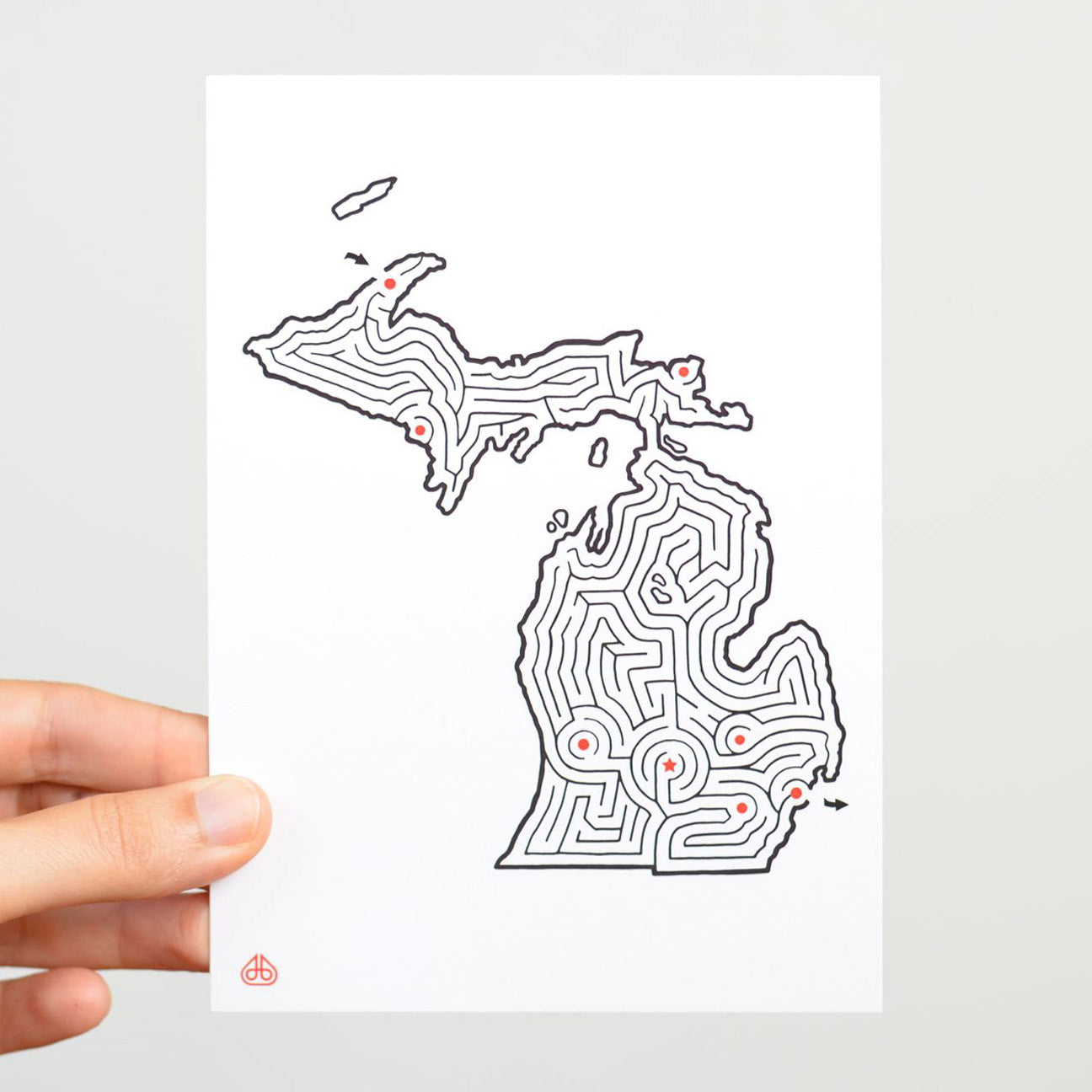 Michigan Maze Postcard designed by David BIrkey | imaginaryanimal.com
