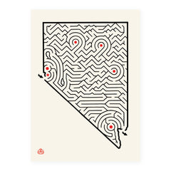 5x7 Nevada Map State Maze Postcard Print