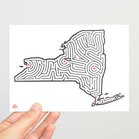 New York Maze Postcard designed by David Birkey | imaginaryanimal.com