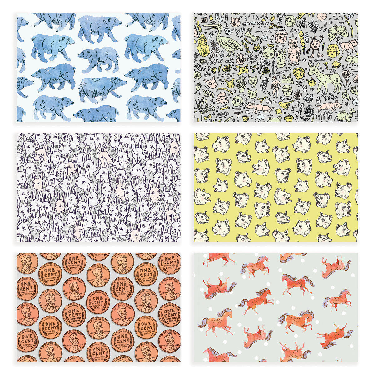 Surface Pattern Postcard Set | 6 Textile Designs by Marie Gardeski