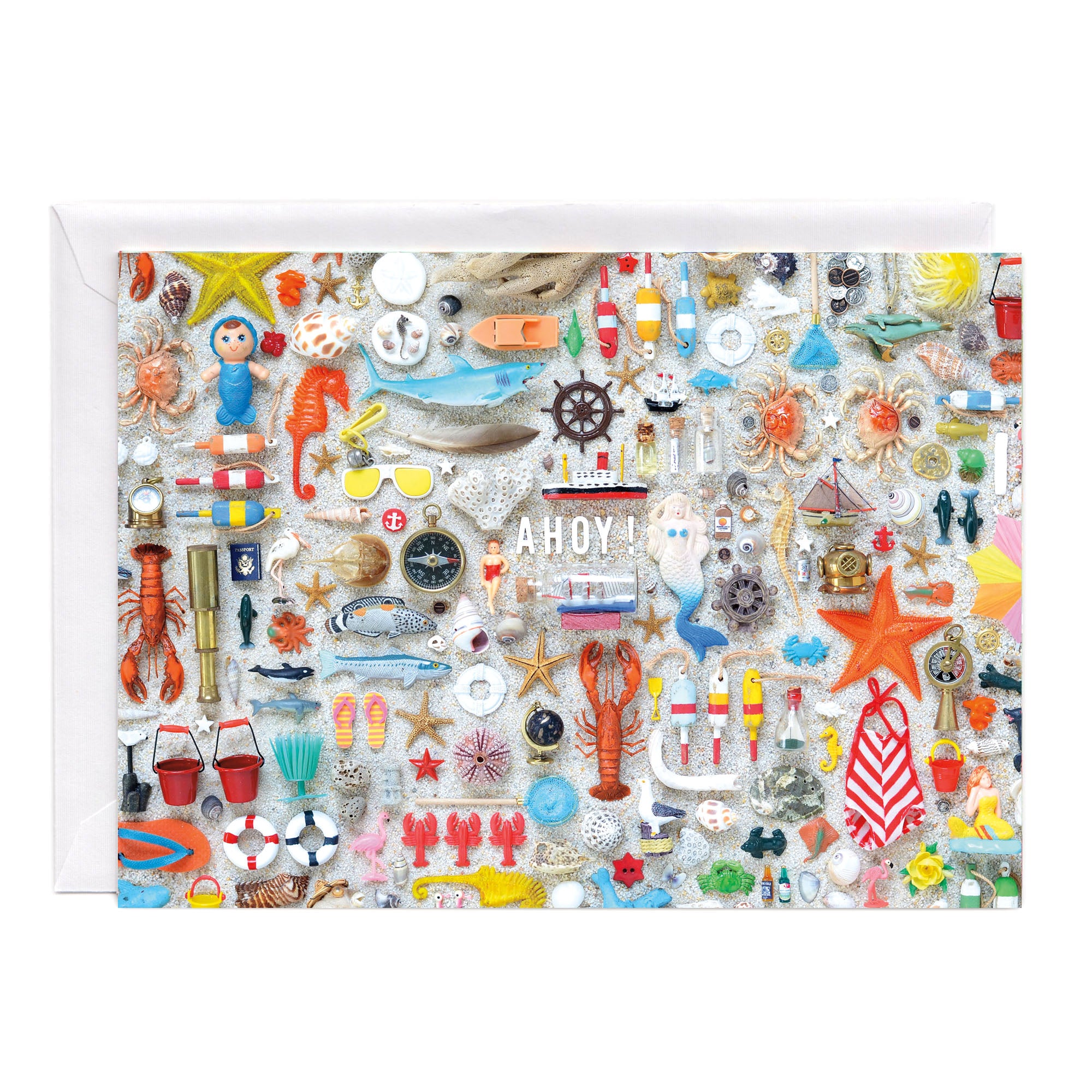 Ahoy! Nautical Beach Theme Greeting Card or Postcard