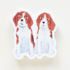 Twin Pups | Illustrated Beagle Puppy Die Cut Vinyl Sticker | 2.5 x 2.5 inches