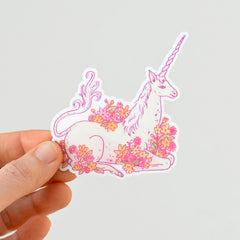 Unicorn Sticker- Beautiful Illustrated Mythical Creature | Animal Decal | Premium Die Cut Vinyl | 3.5 x 3.25 inches