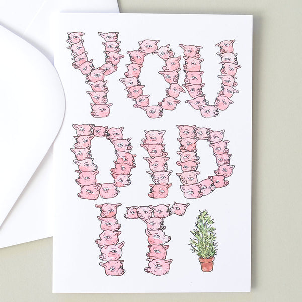 You Did It | Congratulations Greeting Card | Humorous Illustration by Marie Gardeski