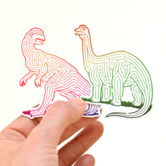 Dinosaur Maze Sticker | Dilophosaurus | Premium Die Cut Vinyl | 2.5 x 3 inches | Hand-Designed