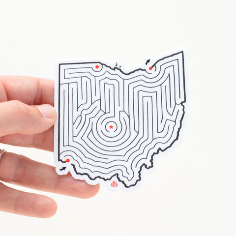 Ohio Maze State Map Die Cut Vinyl Sticker | 3.25x3.25 inches