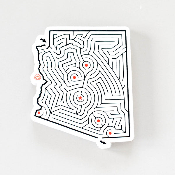 Arizona Maze State Map Sticker | Premium Die Cut Vinyl | 2.75 x 3.25 inches