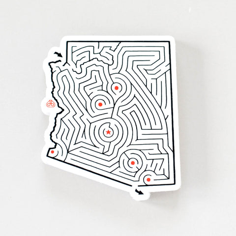 Arizona Maze State Map Sticker | Premium Die Cut Vinyl | 2.75 x 3.25 inches