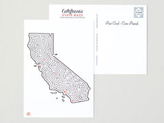 California Map Maze Postcard by David BIrkey / imaginaryanimal.com