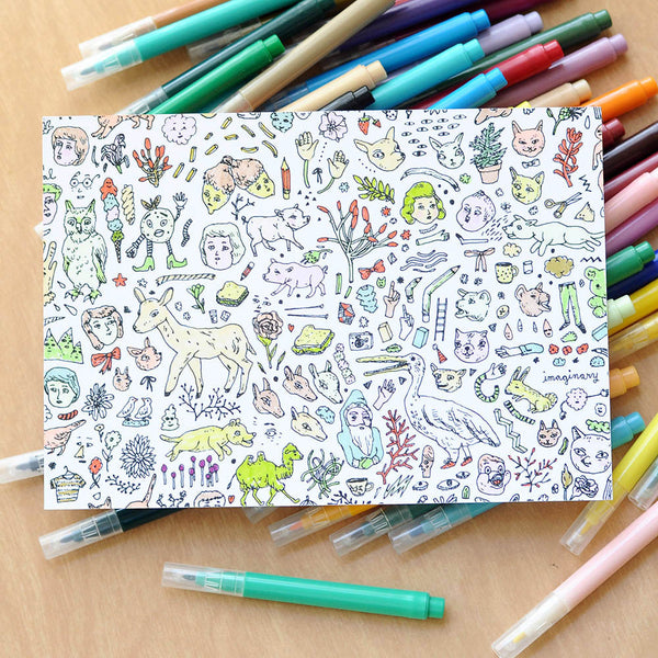 Color & Send Doodletown Postcard | Imaginary Animal