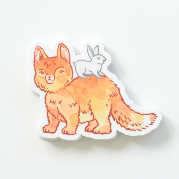 Cute Baby Fox with Bunny Sticker | Premium Die Cut Vinyl | 2.25 x 3 inches