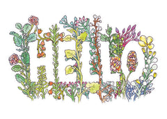 Hello in Flowers Greeting Card | Illustration by Marie Gardeski