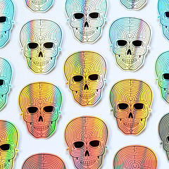 Holographic Skull Maze Die Cut Vinyl Sticker | 2.25 x 3"