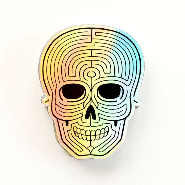 Holographic Skull Maze Die Cut Vinyl Sticker | 2.25 x 3"