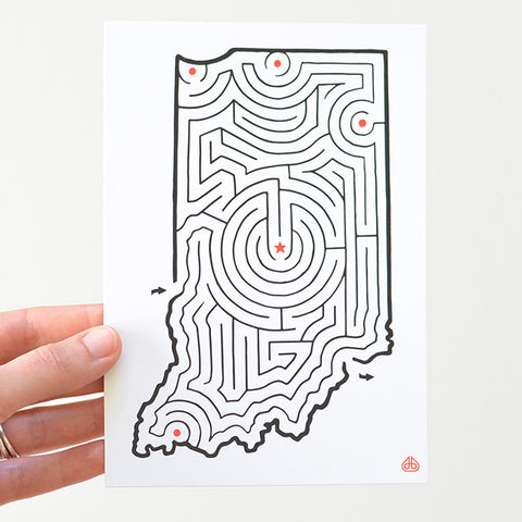 Indiana Maze 5x7" Postcard