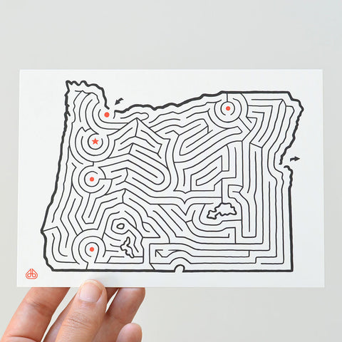 Oregon Map Maze Postcard