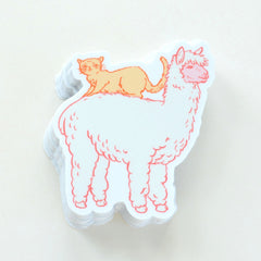 Cute Llama and Cat Sticker