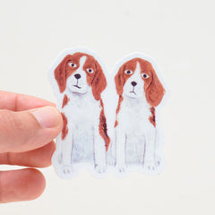 Twin Pups | Illustrated Beagle Puppy Die Cut Vinyl Sticker | 2.5 x 2.5 inches