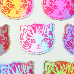 Holographic Cat Vinyl Die Cut Sticker