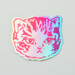 Holographic Cat Vinyl Die Cut Sticker